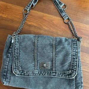 Denim Chain Strap Shoulder Bag